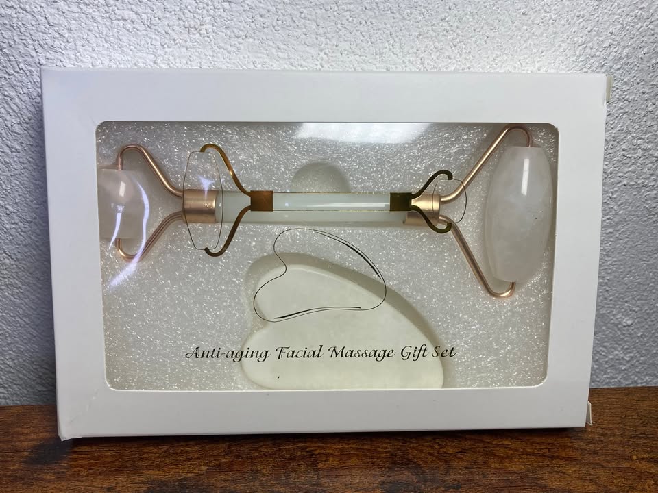 🤍 Set Facial Cuarzo Blanco (Rodillo + Gua Sha) 🤍