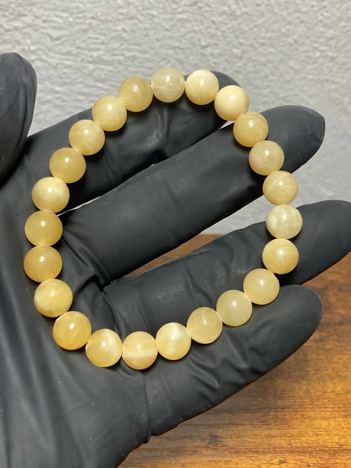 Pulsera Jade Amarillo 8mm (Hilo elástico)