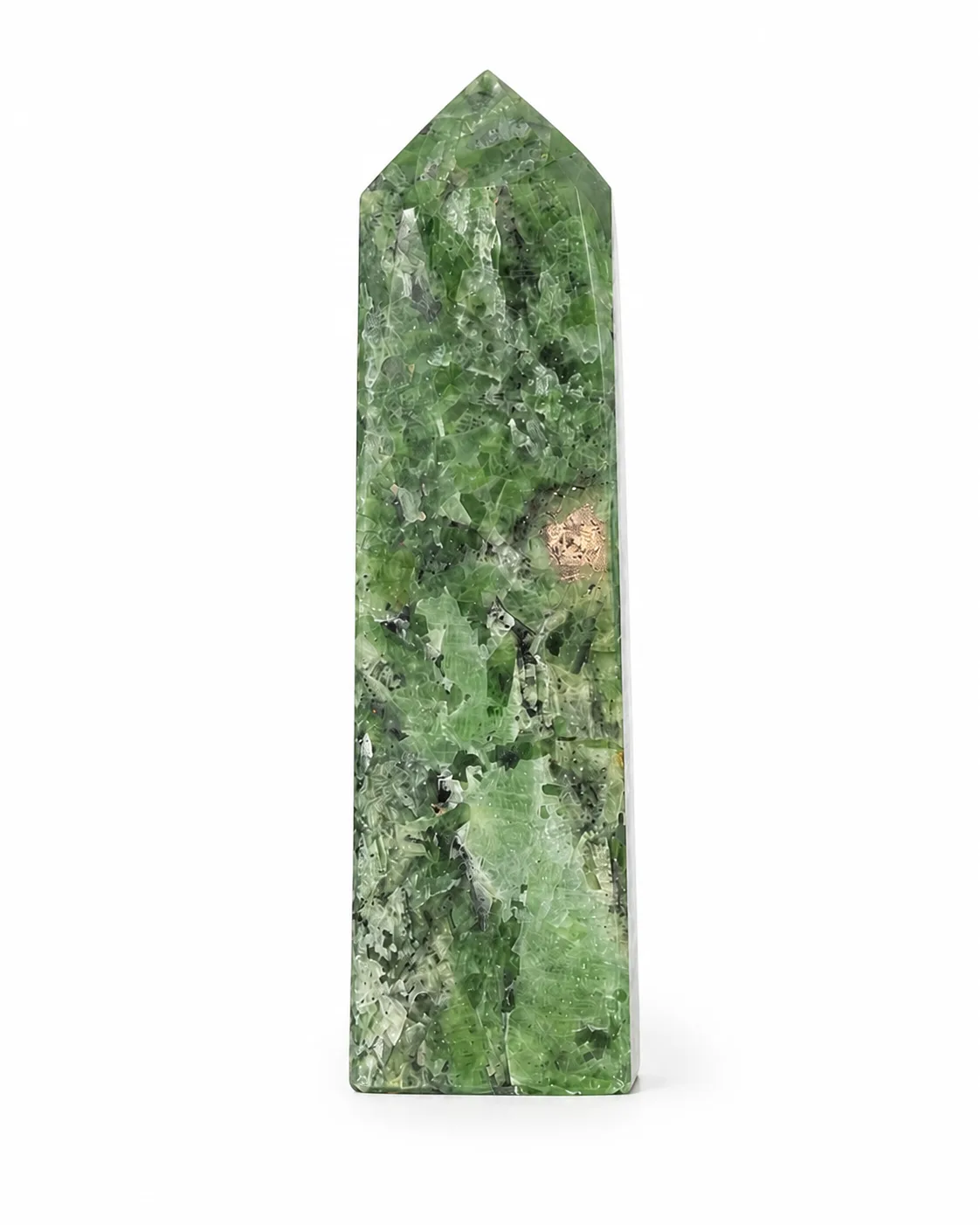 Torre de Diópsido Verde con Fragmentos de Pirita | Mineral Natural de 8.5 cm
