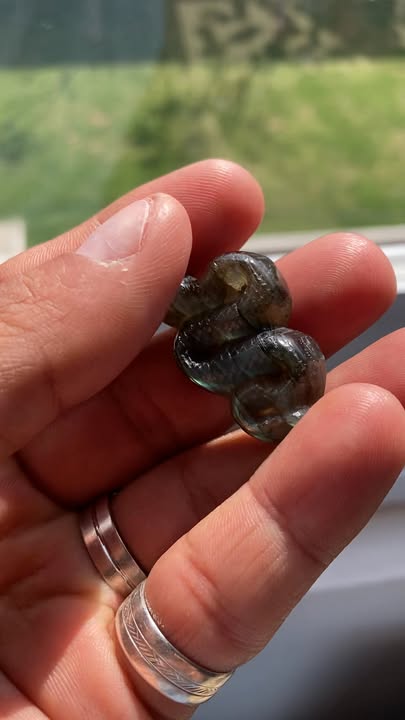 Labradorita tallada en forma de serpiente