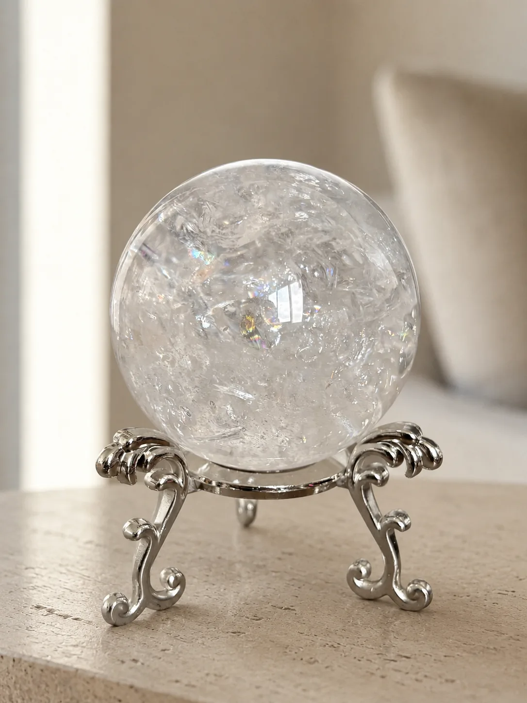 Esfera De Cuarzo Cristal Natural Con Base